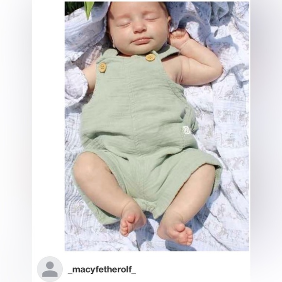 Carter's Green Baby Gauze Shortalls - Picture 2 of 7